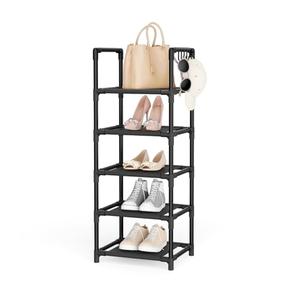 LANTEFUL Narrow Shoe Rack 5 Tier Shoe Shelf Storage for 5-10 Pairs Shoe and Boot, Sturdy Shoe Storage Space Saving Corner Shoe Rack Organizer for Closet, Entryway, Living Room, Black (11.5"D x 11.5"W x 33.5"H)