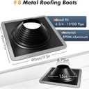 #8 Epdm Metal Roof Vent Boot, Flexible Roofing Boots Fits Pipe Od 6 3/4'' to 15'', Metal Roof Jacks Flashing for Houses Includ Roofing Screws & Hex, Black/ 1 Pcs