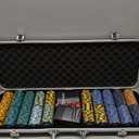 HAN'S DELTA Monte Carlo Poker Club Chip Set 14 Gram for Texas Hold'em, Blackjack, Casino Gambling with Black ABS Case, Cards, Dealer Button (Choose 300 or 500 Chips Set)