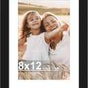 Hongkee 8x12 Picture Frame with Glass, Display Pictures 6x9 with Mat or 8 x 12 without Mat - Wall and Tabletop, 8 by 12 Photo Wooden Frames (Black, 1 Pack)