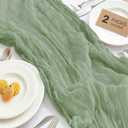 IVAPUPU 2 Pcs Cheesecloth Table Runner - 10ft Sage Green Boho Rustic Gauze Cheese Cloth Table Runner for Baby Shower Decorations Wedding Party Spring Garden Farmhouse Mothers Day Decor