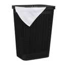 Mind Reader 60L Slim Laundry Hamper, Clothes Basket, Lid, Linen Design, Plastic, Black