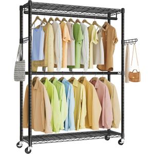 SONGMICS Heavy-Duty Clothes Rack, Portable Closet on Wheels, Garment Rack