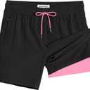 maamgic 2 in 1 Mens Swim Trunks 7 Inch Swim Shorts Swim Suits Board Shorts (L)
