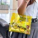 2 x 2PCS Clear Plastic Tote Bags with Buttons Closed, Simple Beach Bag Cosmetic Storage Bag for Girls.