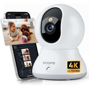 blurams 8MP Indoor Camera, 360 PTZ Baby Monitor, Pet Camera with Phone App, One-Touch Call, Free Human/Pet/Motion/Sound/Cry Detection, Dual-Band WiFi 6, Compatible with Alexa