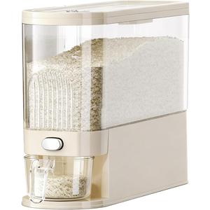 Rice Bucket, 11 lb. Multigrain Can, Visually Sealed Moisture-Proof Rice Storage Container with Measuring Cup, Large Bore Food Grade Grain Dispenser, BPA Free rice dispenser