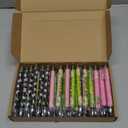 Kosiz 48 Pcs Pink Green Black Ballpoint Pens Princess and Witch Theme Pens Bulk Glitter Halloween Witch Party Favors for Girls Women Office School Birthday Party Supplies, 1.0 mm Black Ink