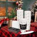 JarThenaAMCS 50Pcs 16Oz Christmas Disposable Coffee Cups with Lids and Sleeves Funny Dancing Skeleton Paper Drinking Cup for Xmas Birthday Party Supplies