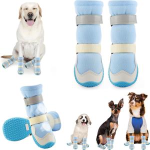 Dog Shoes for Medium Large Size Dogs, Breathable Dog Shoe for Hot Pavement, Dog Booties and Paw Protectors to Prevent Licking, Anti-Slip Dog Boots with Reflective for Summer, Hiking, Snow (Size 4)