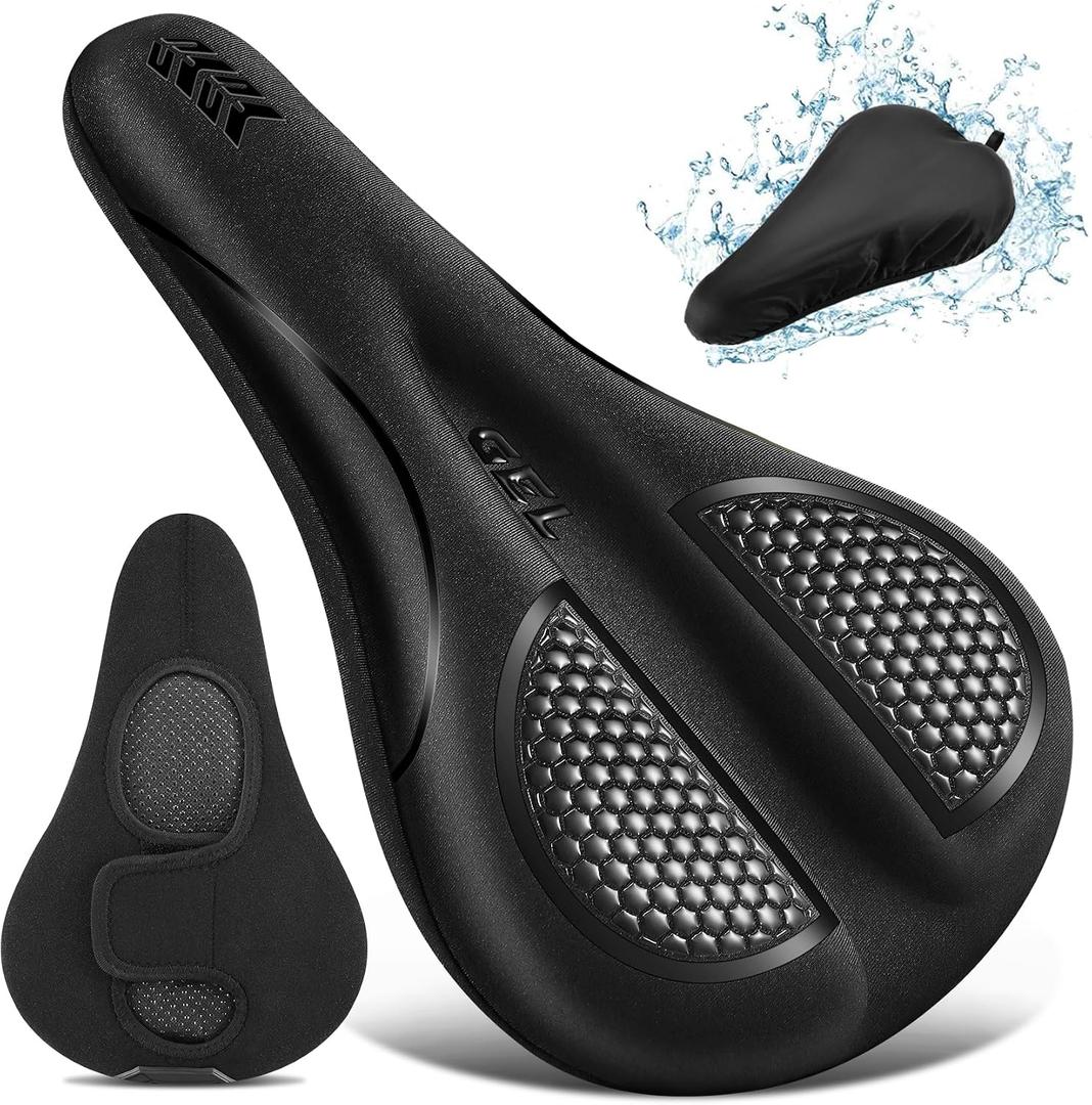 Bike Seat Cushion Gel Padded Bike Seat Cover Extra Soft Comfy for Men Women Comfort,with Peloton Stationary, Exercise, Mountain Bikes, Road & Electric