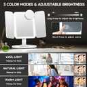 Mocado Makeup Mirror with Lights, 20X/7X/3X Magnifying Mirror with Light,Rechargeable & Height Adjustable Lighted Makeup Mirror,Vanity Mirror with 3 Colors Lights,Detachable Design for Travel(White)