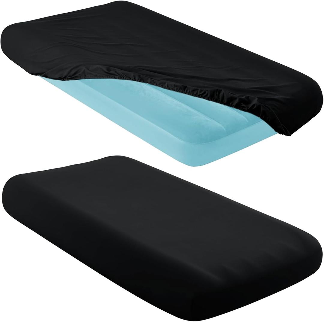 Entisn 2 Pcs Kids Air Mattress Fitted Sheets Only, 34.5x62x7 Inch Microfiber Toddler Inflatable Mattress Sheets for Kids, Sleepovers, Camping Trips and Party Accommodations (Black)