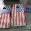 Cornhole Board Set: American Flag Dark Wood Custom Cornhole Boards Game Set. Perfect for Backyard, Beach, Park, Tailgates.
