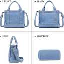 AOCINA Denim Purse Jean Tote Bag for Women Crossbody Shoulder Weekend Bags Denim Purses and Handbags for Women(E-delft Light Blue Small)