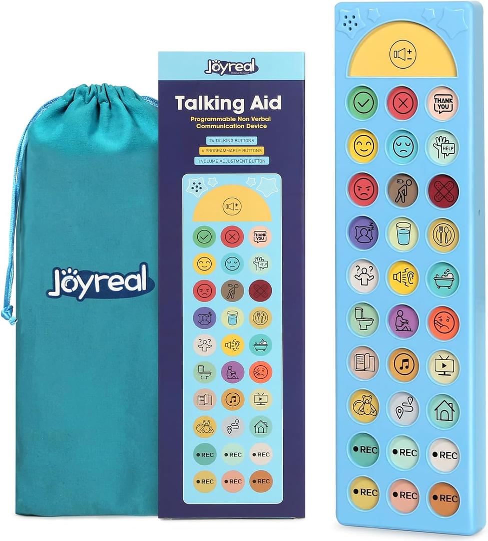 AAC Device for Autism, Joyreal Non Verbal Communication Tools for Speech Therapy & Stroke Rehab. Autism Talking Aids with 6 Programmable Buttons & Adjustable Volume, Autism Toys for Kids and Adults (Bule)