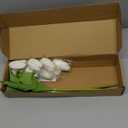 IPOPU White Tulips Artificial Flowers,10PCS Real Touch Fake Flowers 18.9" Realistic Long Stem Faux Tulips for Wedding Party Spring Easter Home Decoration (White)