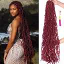Burgundy red Soft Locs 36 Inch 7 Packs Crochet Hair Faux Locs Pre-looped Super Lightweight Goddess Locs color 530 Synthetic Crochet Hair Braids For Black Women (Bug, 36 Inch, Pack of 7）