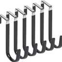 Over The Door Hooks, Door Hangers Hooks,Extra Long 5" Rustproof Organizer Hook with Soft Rubber Padding, No-Scratch Design for Towels, Robes, Coats, Bags (6 Pack Black)