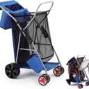 DoubleFill Beach Cart with Big Wheels for Sand Foldable Beach Buggy Wide Wheel Storage Wagon Lightweight Rust Free Aluminum Frame with Body Board Holder Removable Tote for Most Terrain