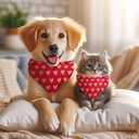 Dog Bandanas for Boys and Girls, Dog Birthday Bandana - Handmade Premium Quality Adjustable Neck Scarf for Medium & Large Breed Dogs(Red Valentine's Day)