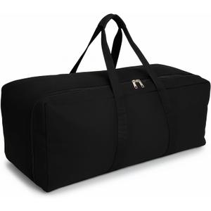 Extra Large Canvas Travel Duffle Bag Heavy Duty, Sports Military Camping Tent Storage (Side-opening Black)
