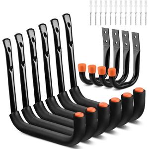 HORUSDY 10-Pack Garage Hooks, Utility Hook, 9" & 6 Garage Heavy Duty Wall Hook for Bikes, Kayak and Hanging Ladders (Black)