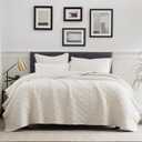 palassio Ivory 100% Cotton Quilt Twin Size Bedding Sets with Pillow Sham, Lightweight Soft Bedspread Coverlet, Quilted Comforter Bed Cover for All Season, 2 Pieces, 68x86 inches