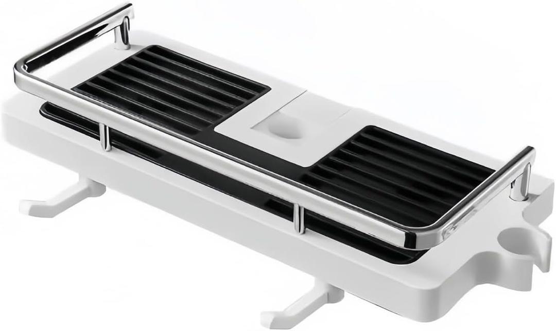 2 x Shower box waterproof bathroom tray support with hook storage rack suitable for shower and dormitory use.