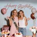 2 x Happy Birthday Sign and Sash Set - Glitter Felt Birthday Sign for Backdrop with Adjustable Rose Gold Birthday Sash for Women, Girls, Party Decorations & Photo Props