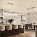Siljoy Modern Crystal Chandelier Rectangular Ceiling Light Fixture, L47'' (12-Lights)