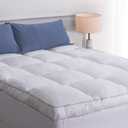 Marine Moon Mattress Topper Queen, Cooling Plush Bed Thick Pillow Top Pad, Hotel Quality Down Alternative for Queen Size with Deep Pocket, Soften Hardened Bed