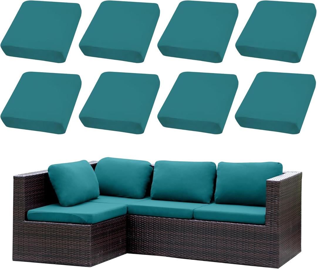 Outdoor Cushion Covers Set,8PCS Patio Furniture Couch Seat Slipcovers, Replacement for Sofa Sectional Chair(CoverOnly)
