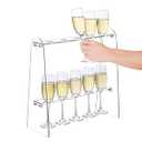 MyGift Champagne Wall, Wine Glass Holder Stand with 2 Hanger Bars, Cocktail Tree Stand for Drinks, Party, Wedding, Christmas, Countertop Stemware Rack for 10 Glasses
