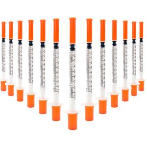 Syringes with Needle, 30 Pack U-100 1ml 30G 5/16" (8mm) Disposable Syringe, Lab Supplies Individual Wrapped