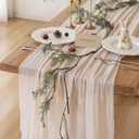 Keketoarrange Beige Spring Cheesecloth Table Runner Gauze Rustic 120 Inch 10 FT for Wedding Baby Shower Bridal Shower Birthday Engagement Garden Party Long Sheer Boho Summer Home Decorations