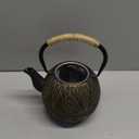 Enameled Cast Iron Teapot 34oz1000ml - Japanese Style Kettle with Removable Stainless Infuser & Ergonomic Handle, Stovetop Safe for Loose Leaf Tea Green and silver (Black Gold)