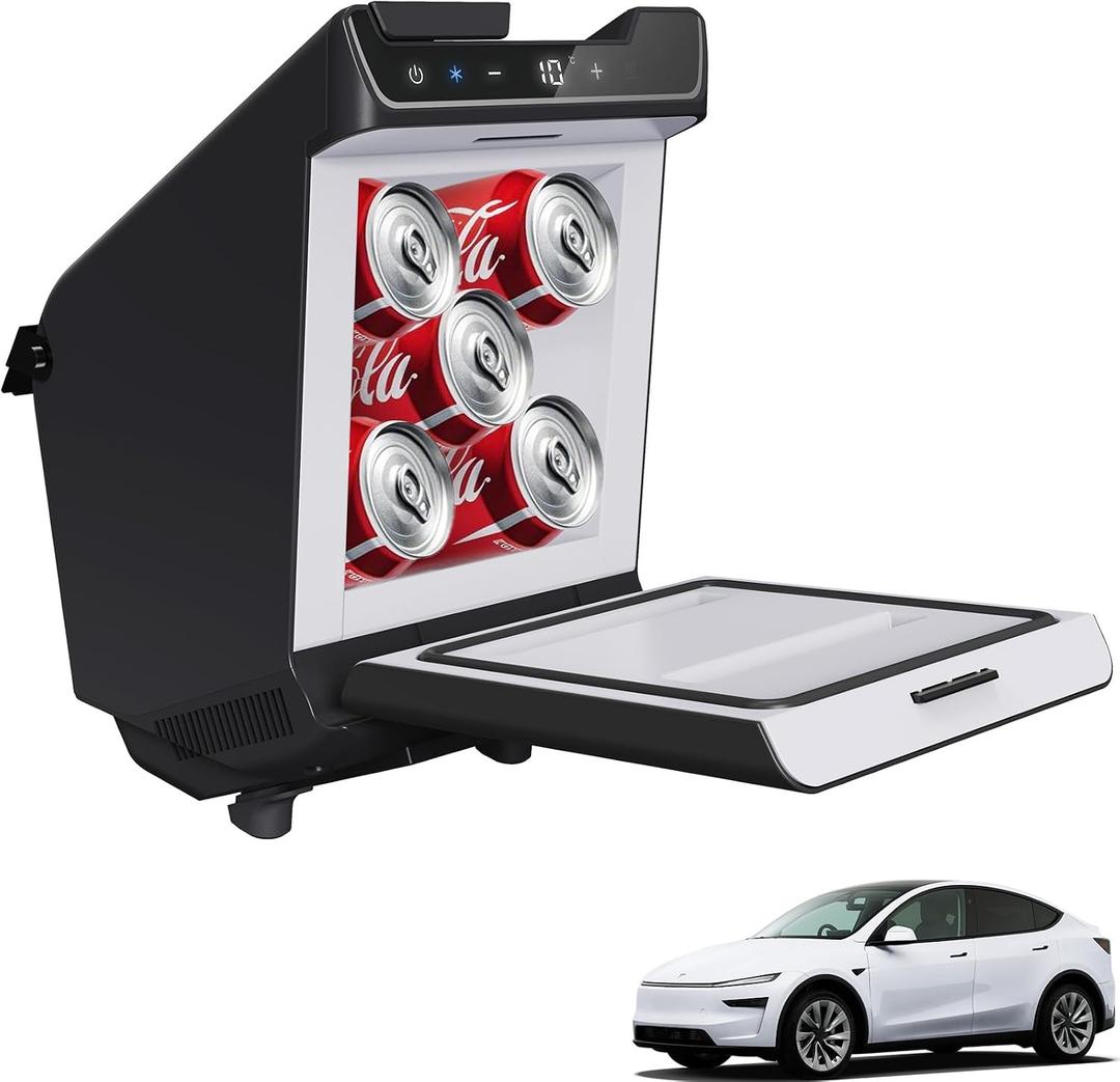 Car Refrigerator for Tesla Model Y Juniper, Rear Center Console Fridge for Tesla Model Y 2026~2025, Cooler & Warmer, Portable Freezer for Camping Traveling Commuting & Sports, 3.6L