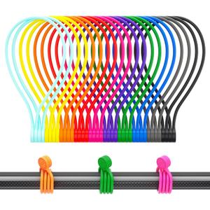 Magnetic Cable Ties Silicone 9 Inch Reusable Magnetic Twist Ties for Cord Cable Organizer and Bundling, Can Be Use in Home Office School Outdoor (10 Colors-20 Pack)