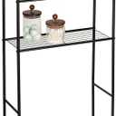 Honey-Can-Do 3-Tier Over-the-Toilet Space Saver Shelf, Black Metal, 23W x 65H x 9.5D in, Freestanding Bathroom Organizer, 45 lbs