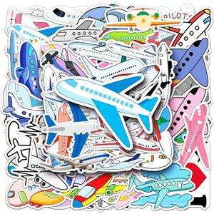 Kids Teens Airplane Stickers,50PCS Pack Aircraft Aesthetic Waterproof Laptop Adults Graffiti Decals for Water Bottles,Luggage Bumper Helmet Fridge Sticker