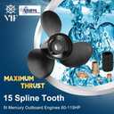 VIF Boat Propeller for Mercruiser Alpha One 15p 17p 19p 21p etc Mult-Size, 3-Blades 135-300HP