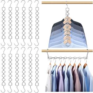12 Pack Space Saving Hangers for Clothes, Heavy Duty 30Lbs Capacity Magic Clothes Space Saver Sturdy Metal Hanger Organizer with 360 Swivel Hook, Closet Organizers Storage Dorm Essentials Silver
