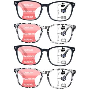 SIGVAN Progressive Multifocal Computer Glasses Women Men Blue Light Blocking Reading Glasses Spring Hinge Readers (4 Mix)
