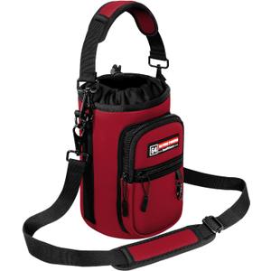 NATURE PIONEOR Water Bottle Holder with Strap,Water Bottle Carrier Bag Sling Sleeve with Adjustable Shoulder Strap & Handle and Large Phone Pocket for Walking,Hiking,Travelling for 25oz/32oz/40oz/64oz (Magenta Red)