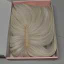 REECHO Human Hair Topper with Bangs for Women Real Human Hair Natural Hairpiece for Daily Wear, Yellow White