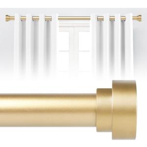 Gold Curtain Rods 28 to 48 Inch(2.3-4ft),1 Inch Diameter Heavy Duty Adjustable Modern Decorative Telescoping Window Drapery Rods, 18-45",Brass Gold (18-45"&1 pack)