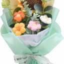 Crochet Flowers Bouquet, Handmade Knitted Bouquet, Crochet Bouquet Kit Knitted Fake Sunflower Daisy, Gift for Mother Wife on Birthday Anniversary (01Light Green)