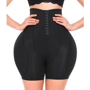 Padded Shapewear Hip Pads Shapewear Tummy Control Butt Padded Underwear For Women (Black, S)