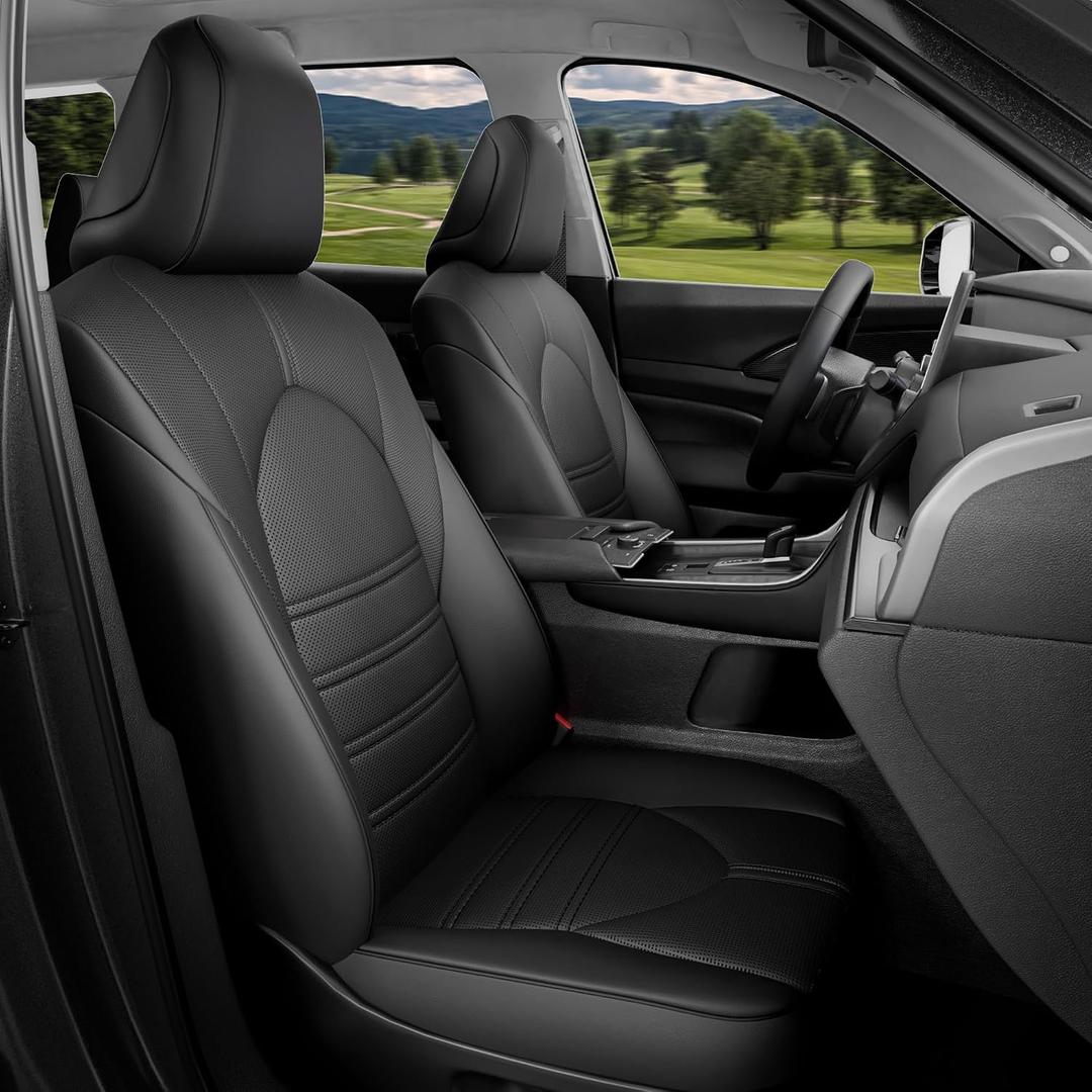Car Seat Covers Customized for Toyota Grand Highlander 2024 2025 2026 8 Seater, Full Set Faux Leather Replacement Accessories - Second Row 40/60 Split Bench - Black
